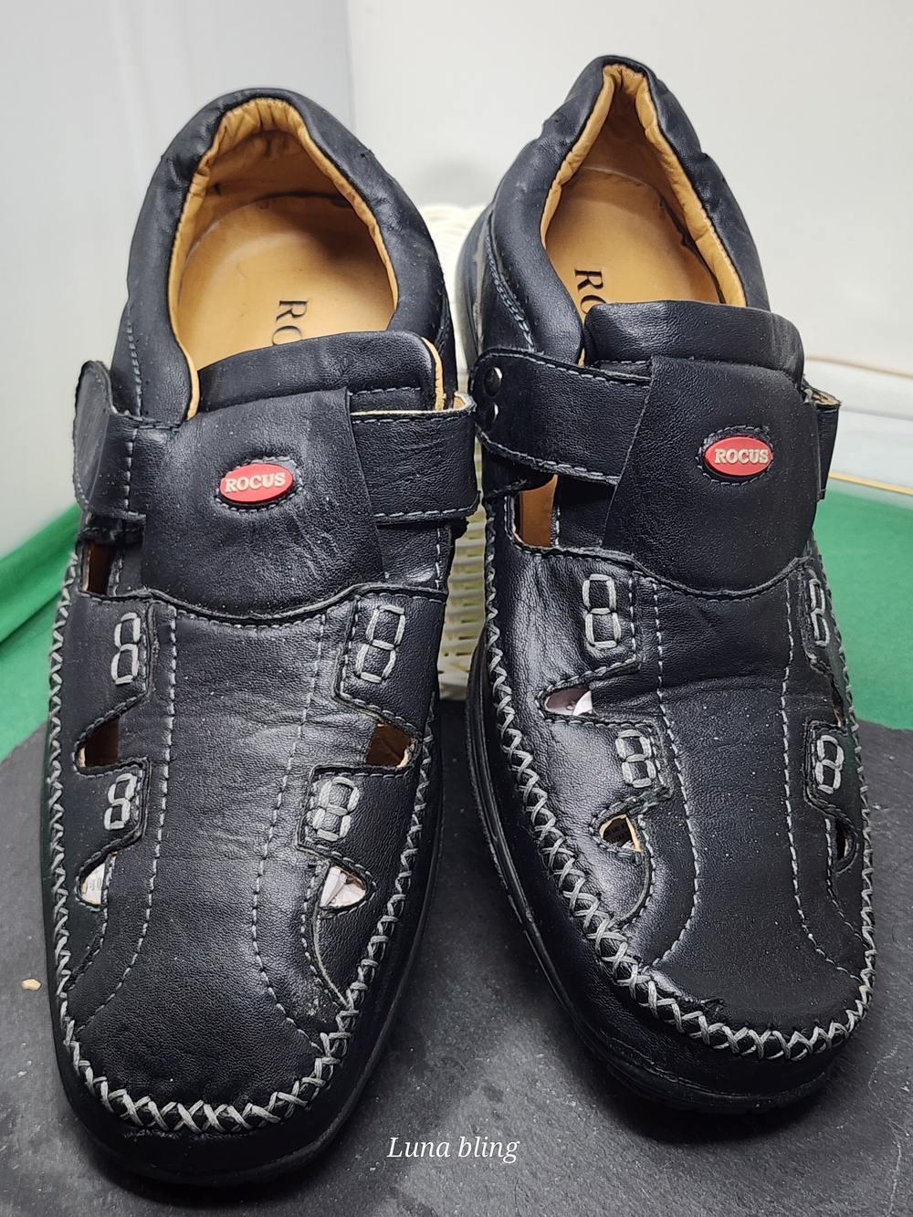 Black Men's Leather Casual Fisherman Sandals